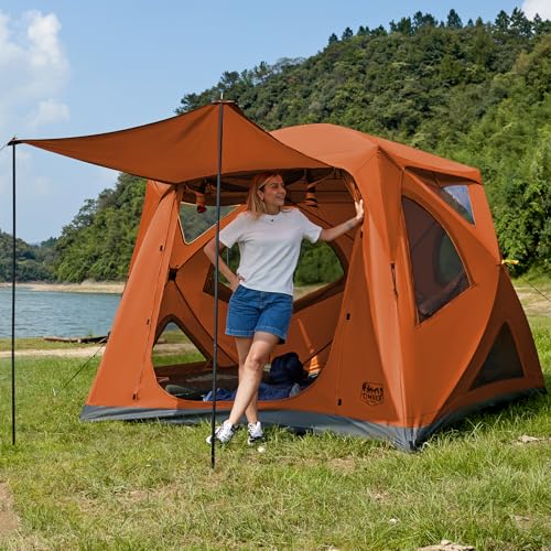 Timber Ridge Instant Pop Up Hub Tent, 4 Person Portable Weather Resistant Camping Tent, 60 Second...