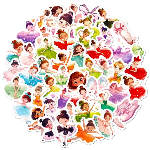 100 Stück Tanzaufkleber, rosa Ballerina Aufkleber für Mädchen, Graphit Aufkleber für Schlafzimmer, Wanddekoration für Kinder, Cartoon Aufkleber für Gepäck