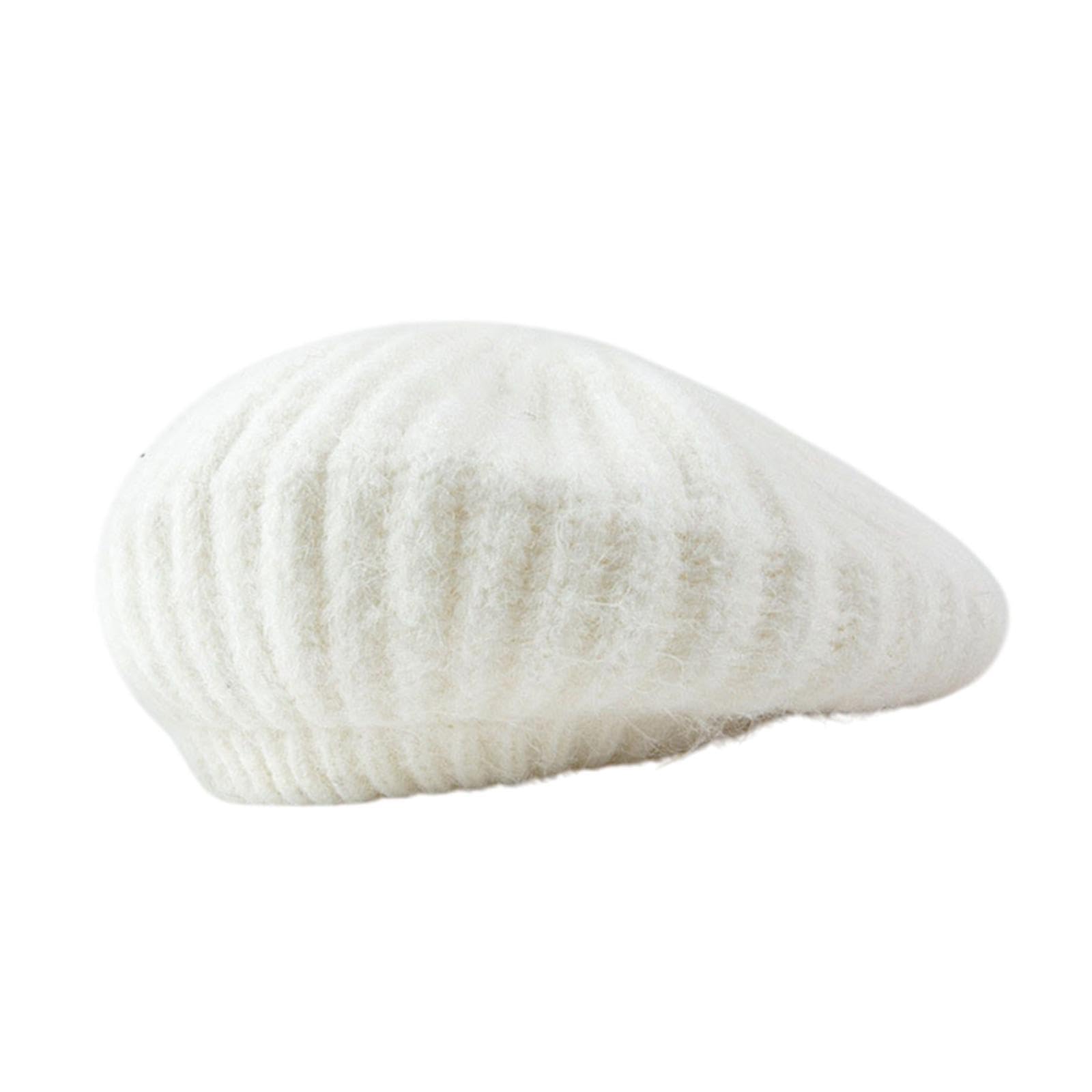 Knitted Beret Hat Soft Solid Color Comfortable Slouchy Fashionable for Women Beige-image-31