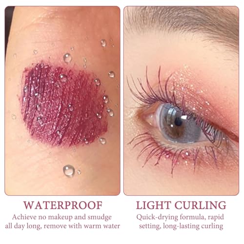 KDJXZ Thin Wand Mascara 2PCS,Burgundy Mascara,Iron Wand Mascara,Soft Mascara Brush Long Lasting Fiber Mascara Anti-Smear,Thick and Long Eyelashes Makeup Soft Mascara Brush(Berry Color) - Image 8