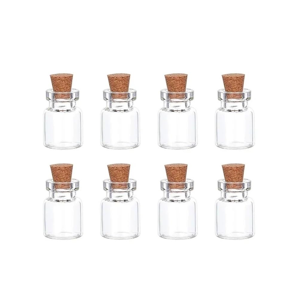 Loacea Decorative Glass Jar 10pcs Transparent Empty Message Wishing Bottles, Cork Stopper Glass for Wedding Party Decor(1ML*1.3 * 1.8CM)