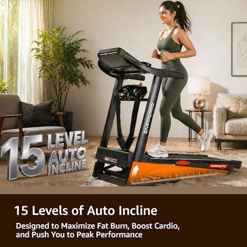 Image of Maxpro Dynamiq Pro 5.5 Hp Peak BLDC Motor |18km /h Speed |15 Level Motorized Incline |130Kg User Weight |Auto Incline Hydraulic Foldable Multifunction Treadmill for Home use