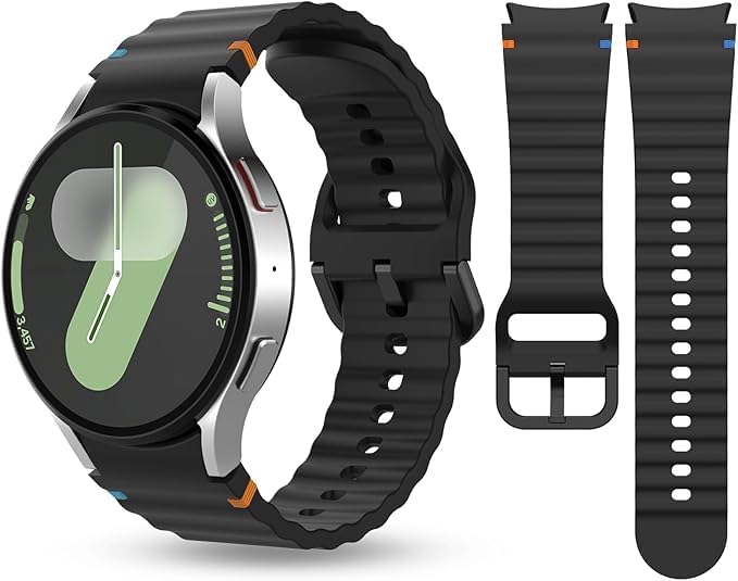 Image of Zapper ZERO GAP Sport Band Compatible With Samsung Galaxy Watch 7 Band 40mm 44mm (2024), Soft Silicone Waterproof Strap with Decorative Woven Line for Galaxy Watch 6 5 4 40mm 44mm (Watch Not Included)