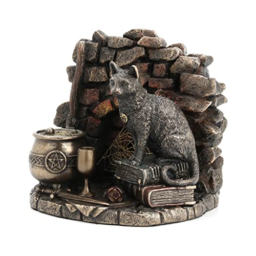 Estatua gato negro bronce antiguo 4.875 pulg miniatura 2