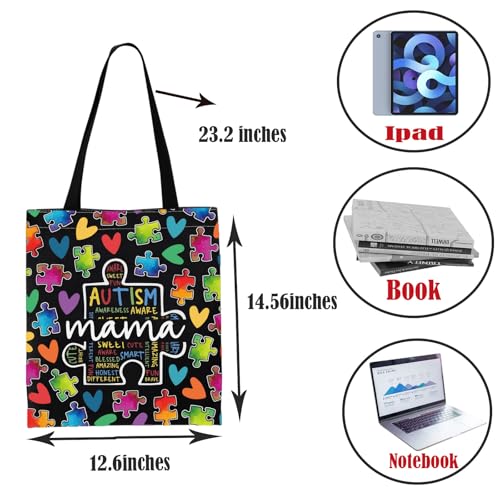 Bolso tote para concienciación sobre el autismo, regalo para mamás de niños con autismo, con diseño de rompecabezas del autismo miniatura 4