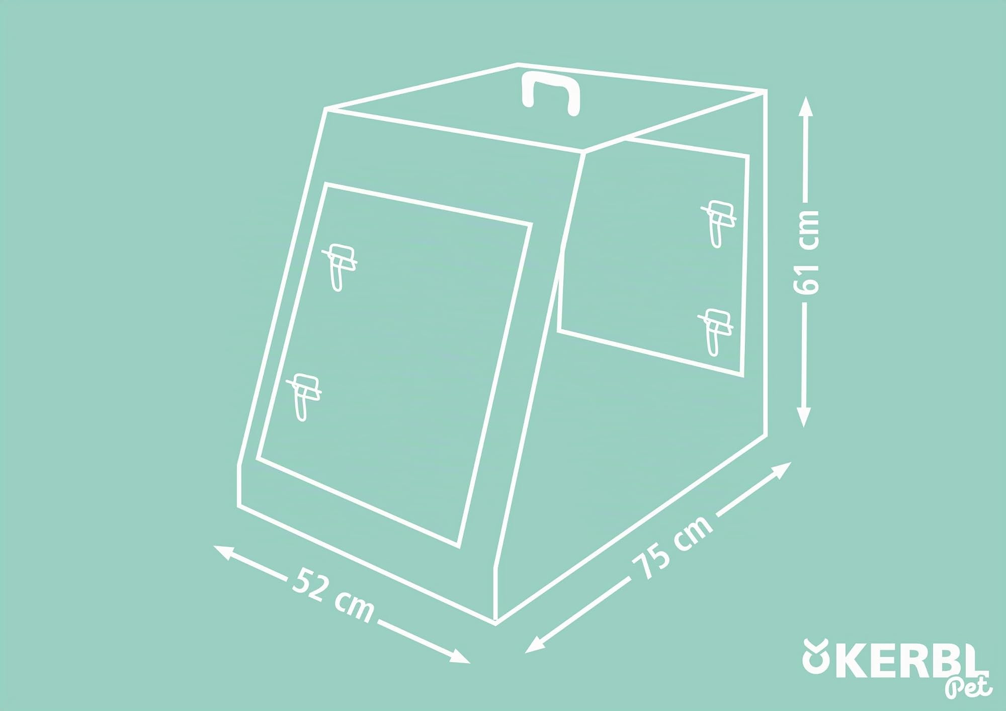 Kerbl Pet Transportín de Malla, transportín para Perros, Negro, 75x52x61 cm, Plegable, de Metal, Perros, con Dos Puertas, para Viajes o para el hogar