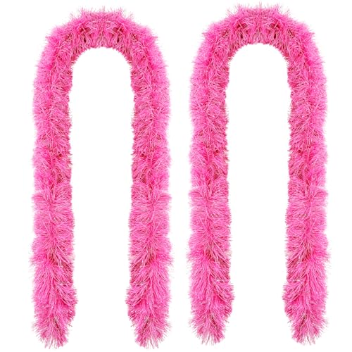 Feathers Boas Artificial Fluffy Boas 5 Ft Decoration for DIY Crafts Wedding Costume Christmas Party Supplies (Pink, 2PCS)