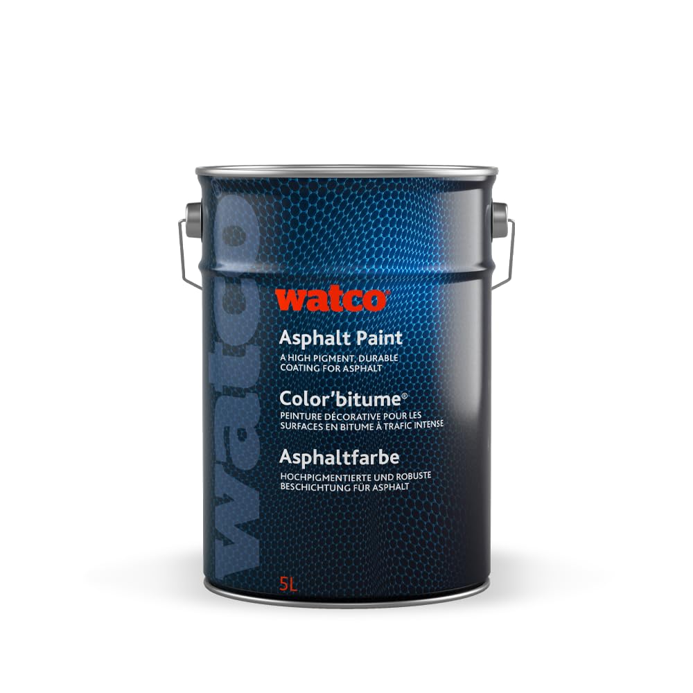Watco Tile Red Asphalt Paint - 5L - Mark Out Parking Bays, Pedestrian Walkways, Hazardous Areas, Tennis Courts - Excellent Resistance To Uv And Weathering (Tile Red)