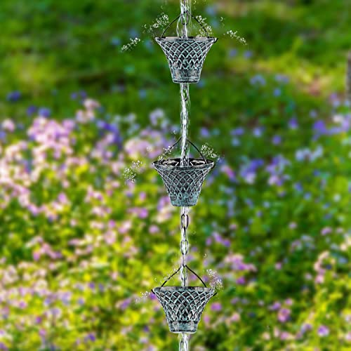 Tfro & Cile Rain Chain Gutter Downspout Catcher Outside Water Diverter Decorative Garden Rain Cups Chime Home Decor - 8 1/2 Feet Long - Image 6