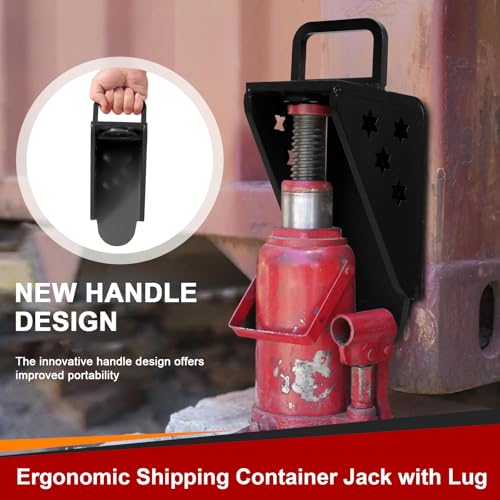 Image of Upgraded Shipping Container Jack Lug, Heavy-Duty Anti-Slip Shipping Container Booster Lifter with Portable U-Shape Handle for Ultimate Container Leveling and Stability, Black