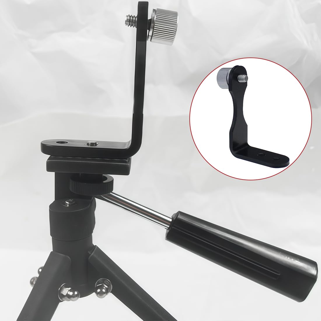 L Metal Binocular Adapter, Adaptateur Universel pour trépied binoculaire, Support en L, Adaptateur de Montage en métal 50 mm Compatible avec tous les trépieds 1/4, télescope, caméra, Noir