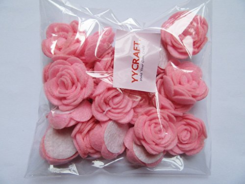 Image of YYCRAFT Pack of 20PCS Felt Rose 1.5 inch 4D Flower Applique /Bow-Pink