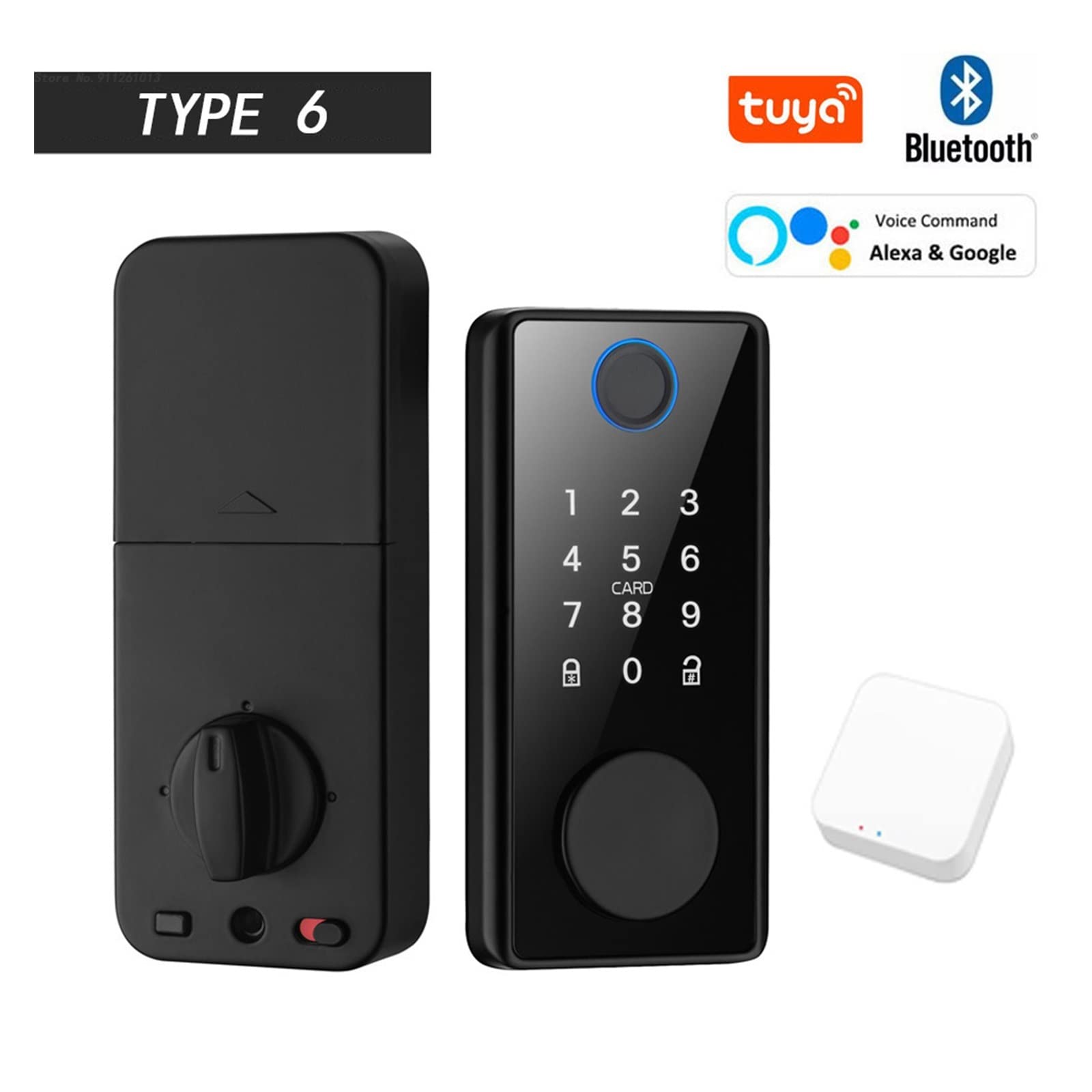 Zamek do drzwi bezkluczykowych Tuya Smart Deadbolt zamki Wejście do drzwi Przedni Keyless Klawiatura z czytnikiem linii papilarnych Cyfrowy zamek do mieszkania domowego(TYPE 6)