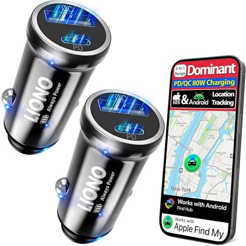 LIONO 80W dual-port car charger with GPS tracker image