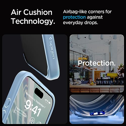 Image of Spigen Ultra Hybrid Back Cover Case for iPhone 15 Pro Max, Durable Hybrid Structure, Air Cushion Technology - PC+TPU | Sierra Blue