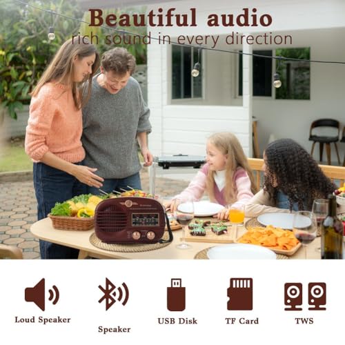 Radio funciona a pilas retro con bluetooth para personas mayores 4
