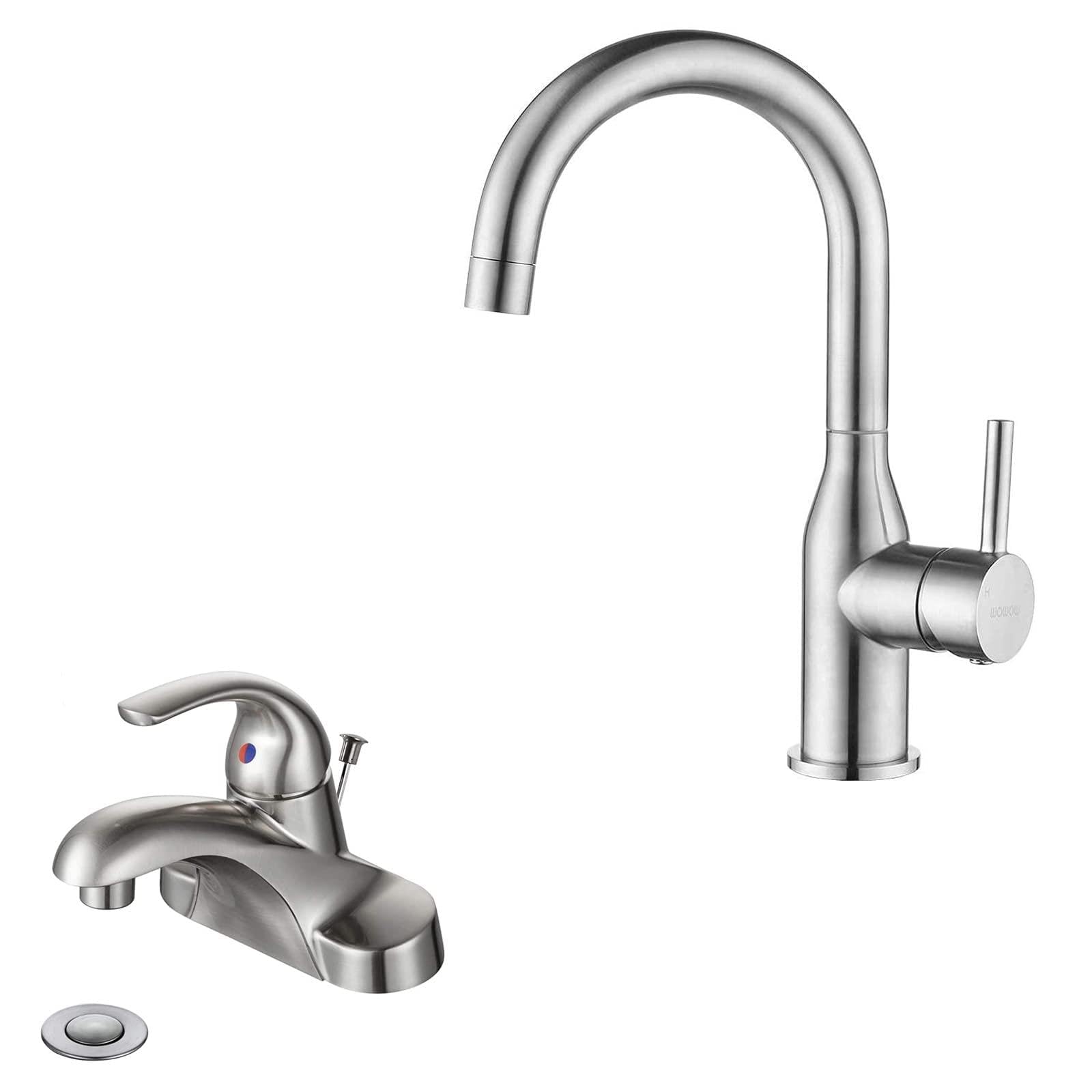 Jnfidosr Single Handle Bar Sink Faucet 1 Hole Bar Faucet Brushed Nickel And Single Handle Bathroom Faucet