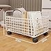 Milageto Rolling Utility Cart Metal Mesh Storage Bin Under Desk Book Storage Basket, File Organizer with Wheels for Toys Bedroom, White, 25cmx38cmx26cm