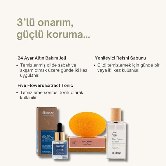 Dionesse Wrinkle Remover Set - 24k Gold Skin Care Gel, 5 Floral Tonic and Regenerative Reishi Soap - Skin Rejuvenation, Anti-Blemish, Anti-Aging Care