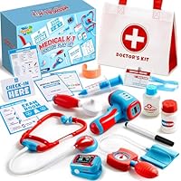 Play-Act Doctors Set for Kids,16-Piece Kids Doctors Role Play Set with Bag,Realistic Toy Stethoscope,Reusable Record Cards,Playsets for kids age 3+