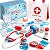 51mata67h0l - 16-Piece Kids Doctor Kit with Realistic Stethoscope & Dress-Up Accessories - Pretend Play Medical Set for Toddlers Ages 3+ | Engaging Doctor Role Play Toy Set with Reusable Record Cards & Carry Bag - Kids doctor kit