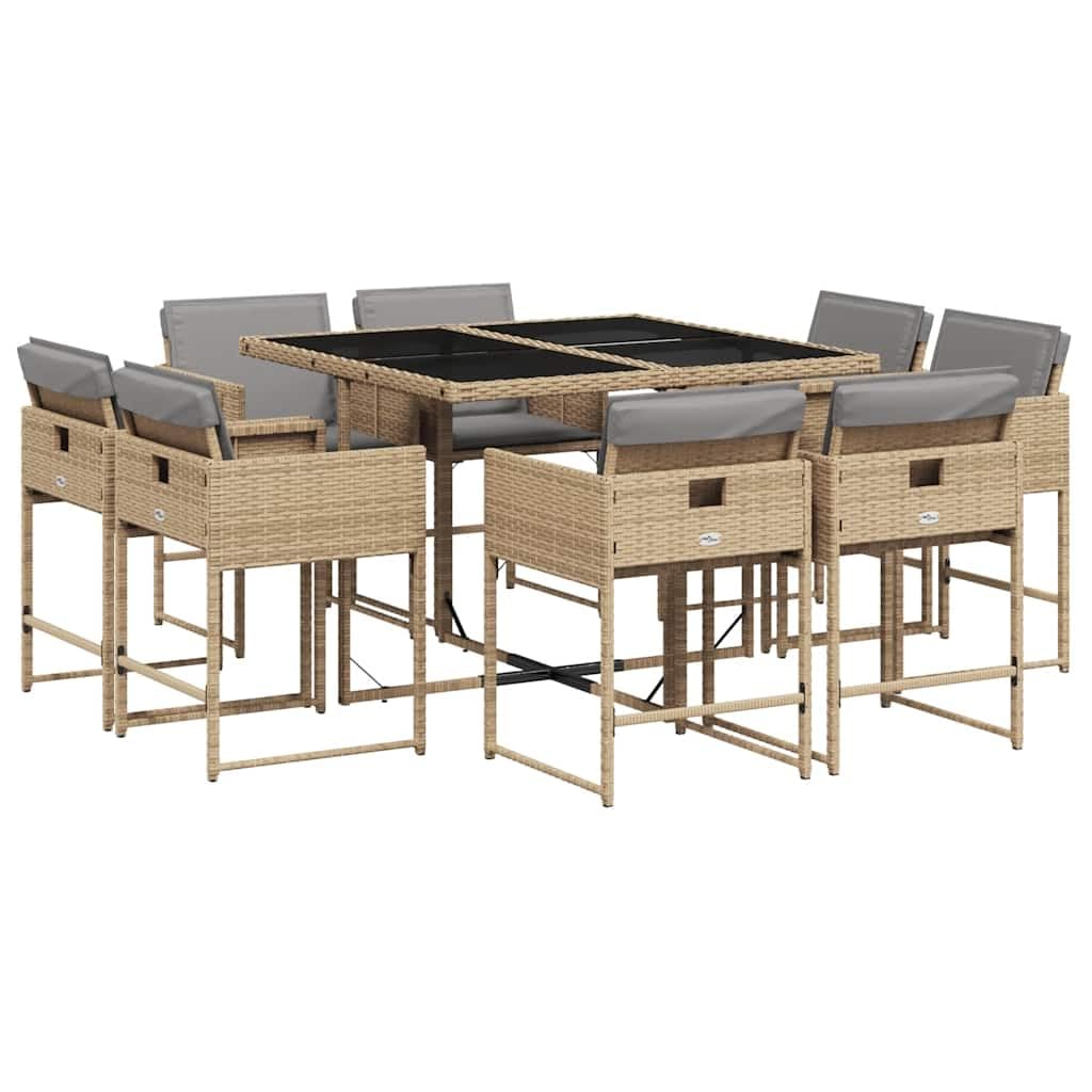 Ensemble à manger de jardin grande capacité 9 pcs beige pour réception