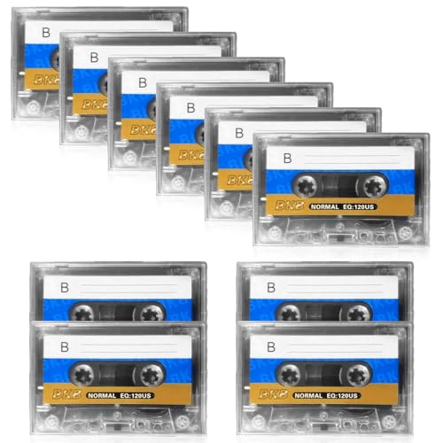 10 Stück Audio Kassetten Leer: 90 Min Empty Cassette Tapes, Leere Audiokassetten, Rauscharm Hohe Leistung, Transparenter Kunststoff-Kassettenbandhülle für Vorlesungen, Seminare...