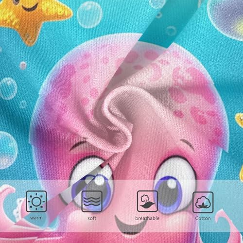 Cartoon Pink Octopus Sea Blue Girl Panties Cute Toddler Underwear Floral Cotton Personalized Undies Kids Briefs 2t3