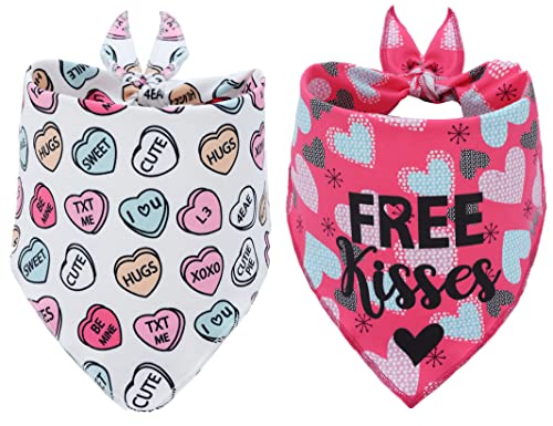 BoomBone Valentines Dog Bandana, Heart Dog Bandana for Medium Large Dogs