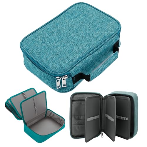 Estojo Escolar Box Grande, Organizador, com 4 Divisórias, 72 Elásticos, Feminino, Masculino, Zíper Resistente, com Alça, Qualidade Premium (Verde)