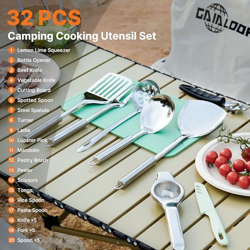 GAIALOOP 28-Piece Camping Kitchen Set for 4, Utensils, Plates & Cutlery - image 2
