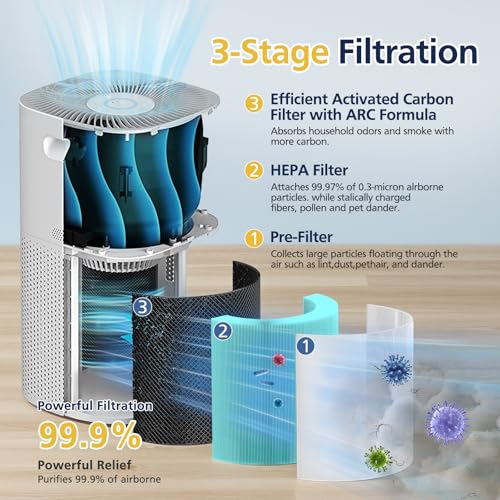 Core 600S Toxin Absorber Replacement Filter for LEVOIT Core 600S & Core 600S-P Air Purifier, 3-in-1 HEPA Filter and Activated Carbon Filter, Core 600S-RF-TX,2 Pack