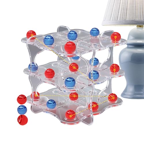 Tablero de Estrategia para Adultos: Juego de conexión 3D, Juguete de Mesa táctico, Juego de | Incluye Bolas Rojas y Azules con Estuche Compacto, Entretenimiento multijugador en Solitario