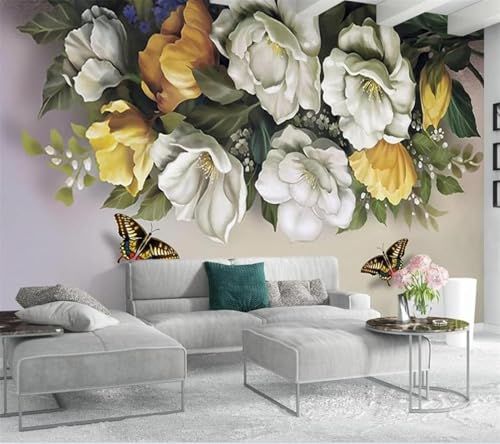 Decoración Mural Moderna 3D Dormitorio Flor Minimalista Hojas Creativo Sala De Estar Sofá Tv Fondo De Pantalla-300Cm×210Cm