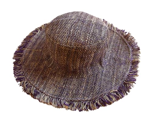 Image of Hemp Sun Hat Wired Wide Brim Big Sizes M /L /XXL Farmers,Raw Hemp Natural Garden Summer Hippie hat