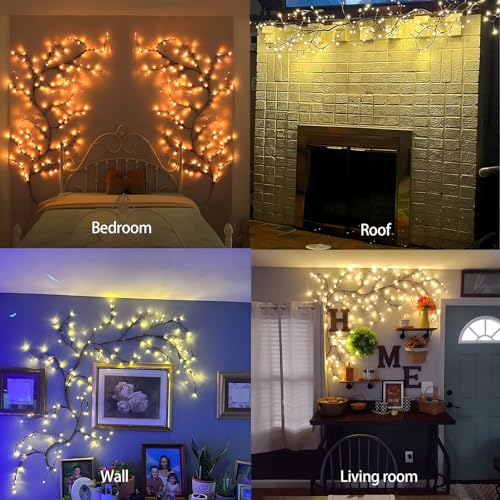 160 LED Plug In Vines Lights Room Decor with Remote, 8 Modes and Timer, Indoor Home Plants Flowers Tree Willow Lights, Artificial Tree for Walls Bedroom Living Room Kitchen Coffee Shop Decor(Black) - Image 7