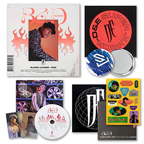 SUPER JUNIOR - D&E 4th Mini Album - BAD BLOOD [ HOT BLOOD ver. ] CD + Booklet + Photo Board + Sticker + Lenticular Card + Folded Poster(On Pack) + Photocard + FREE GIFT