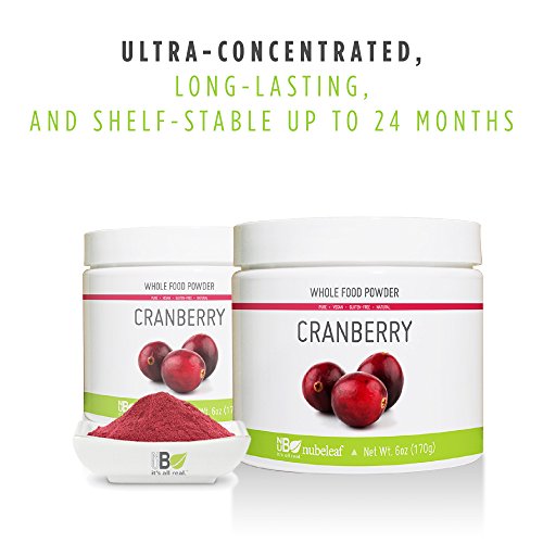 Nubeleaf Cranberry Powder - Non-GMO, Gluten-Free, Vegan Source of Antioxidants & Phytonutrients, Fiber, Vitamin C - Single-Ingredient Nutrient Rich Superfood for Cooking, Baking, Smoothies (6oz)