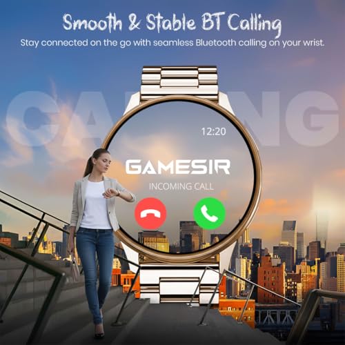 Image of GameSir Active 2 Smartwatch for Men & Women, 1.39 inch HD Round Display, Bluetooth Calling, Heart Rate & SPO₂, 100+ Sports Modes, IP67, Long Battery Life for Android & iOS (Metal Gold)