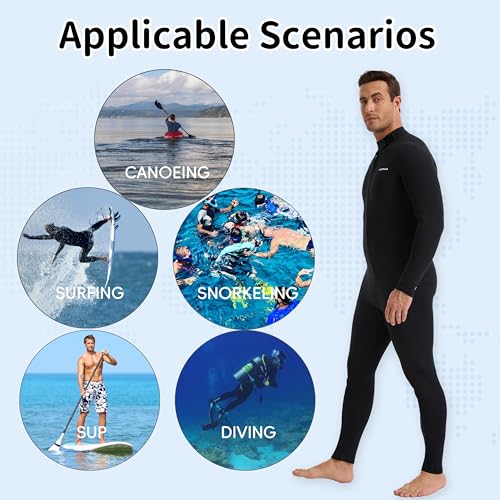 Image of Mens 5mm Full Wetsuit Ultra-Stretch Neoprene Surfing Diving Suit | GBS Seams Thermal Full Wetsuits for Men, Neoprene Front Zipper for Surfing, Swimming, Diving, Snorkeling