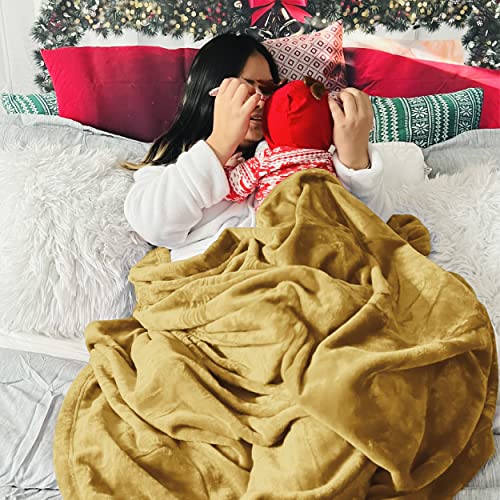 Image of Bedsure GentleSoft Twin XL Fleece Blanket Dorm Bedding - Lightweight Soft Cozy Blankets for Bed, Sofa, Couch, Travel, Camping, Yellow, 66 inchx90 inch