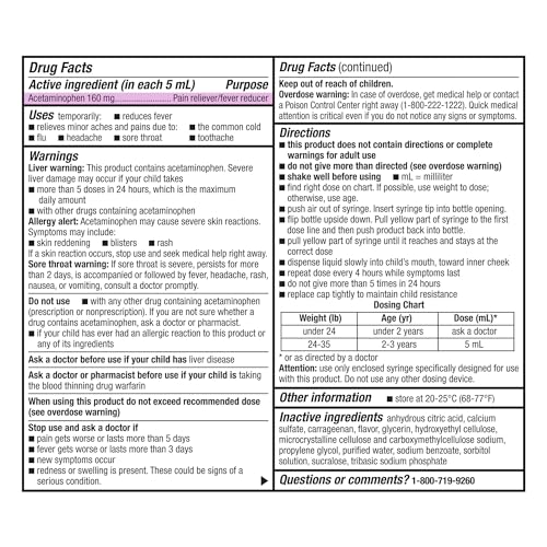 Image of Amazon Basic Care Infants' Pain & Fever,Acetaminophen 160 mg per 5 mL,Suspension Liquid,Dye-Free Grape Flavor,2 fl oz,(Pack of 2)