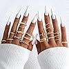 EDLMKM 20 Pcs Ladies Gold Ring Set, Gold Chunky Ringss, GGold Rings Set for Women, Dainty Simple Fashion Stackable Finger Rings Pack, Stackable Layer on Thumb and Metacarpal Joint Mixed Sizes #5