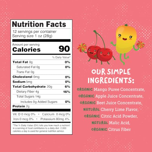 YOU LOVE FRUIT Cheery Cherry Mango Fruit Snacks, Vegan, 1oz Pack of 12 - image 3