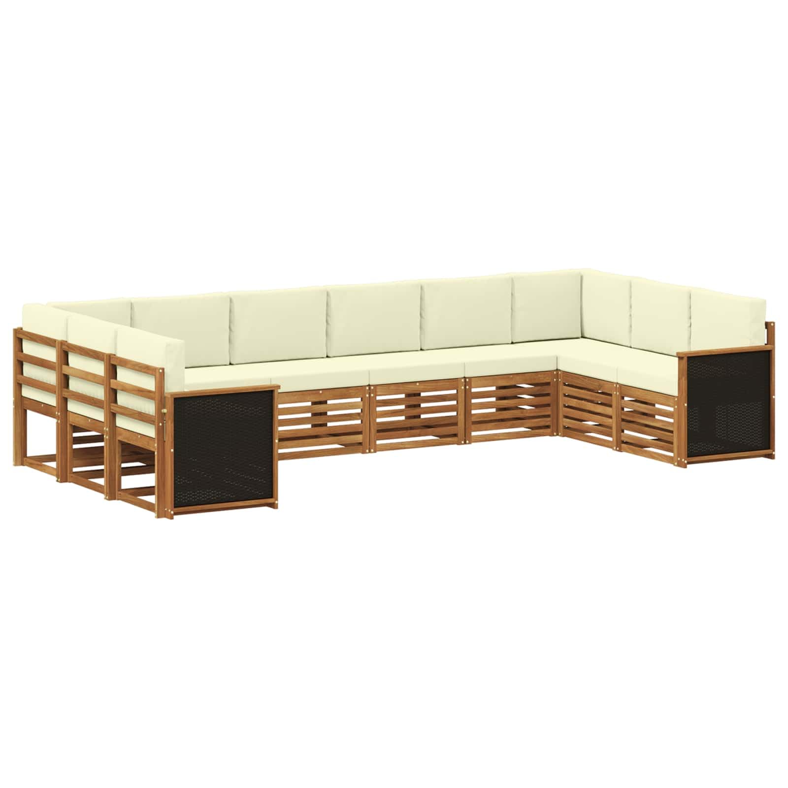 10-Seat Acacia Wood Outdoor Sectional Sofa Set