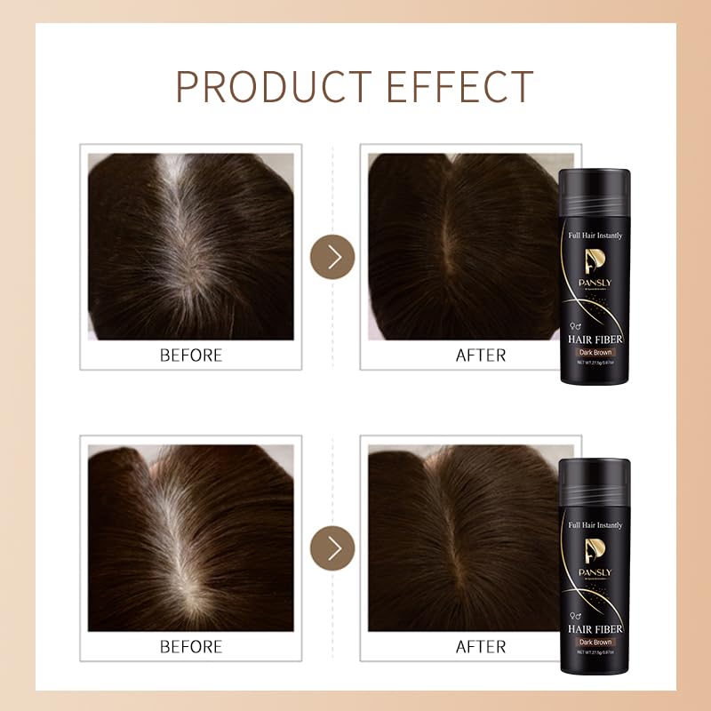 Dark Brown Hair Building Fibers for Thinning Hair Instant Thickener and Concealer Windproof & Water Resistant Volumizing Powder for Men and Women (Pack of 1)