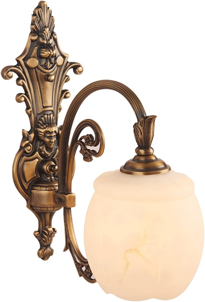SMCCYYSD Wall Lamp, Indoor Sconces European Style Copper Lamp Creative Bedroom Bedside Modern Minimalist Aisle Corridor Luxury Romantic Staircase Lamps Bedroo,H