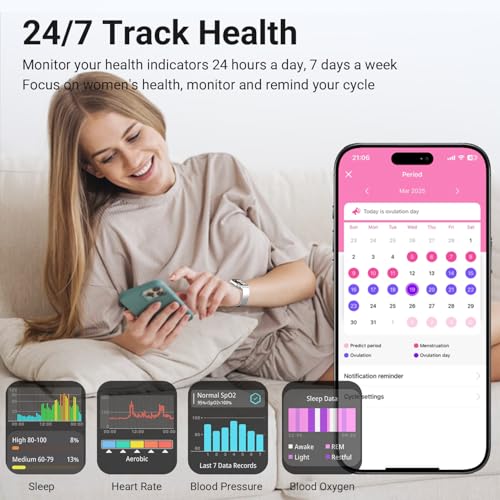 Image of Trendia Smart Watches for Women, 1.83'' HD Fitness Tracker with Answer /Make Calls, Heart Rate /Sleep /SpO2 Monitor, 120+ Sport Modes, IP68 Waterproof, Compatible iPhone /Android Silver