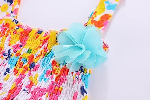 Mud Kingdom Smocked Girls Floral Dress Slip Sundress Sleeveless Cute Printing Cotton Summer4