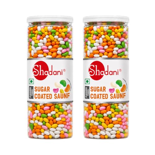 Image of Shadani Sugar Coated Saunf (Can Of 270g), Colourful Mouth Fresheners | After Meal Saunf Mukhwas | Colorful Aromatic Fennel Seed | Sweet Crunchy Fennel Mouth Freshener | Colorful After-Meal Indian Snack (2)